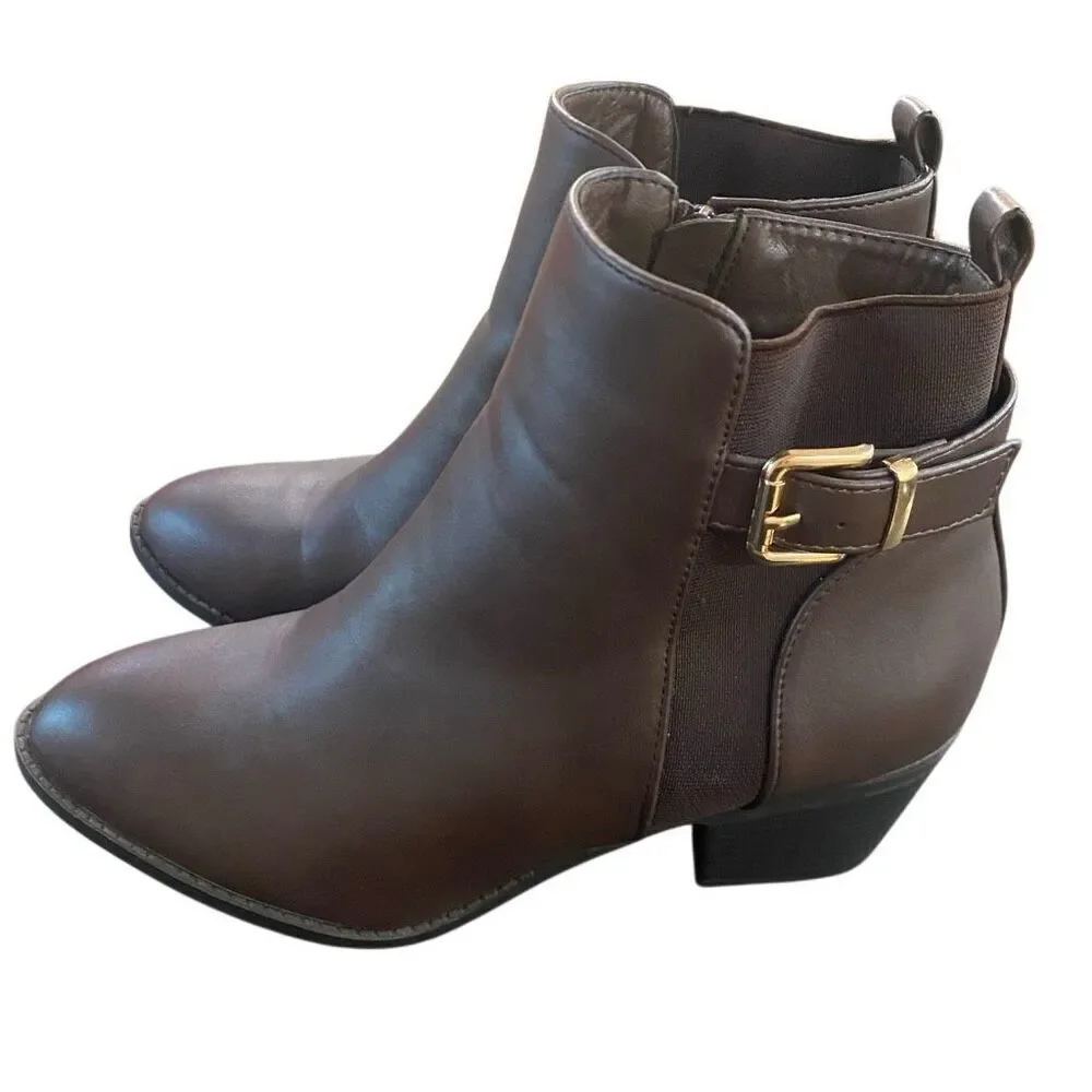 NWOT TOP MODA brown side zip boots size 9
